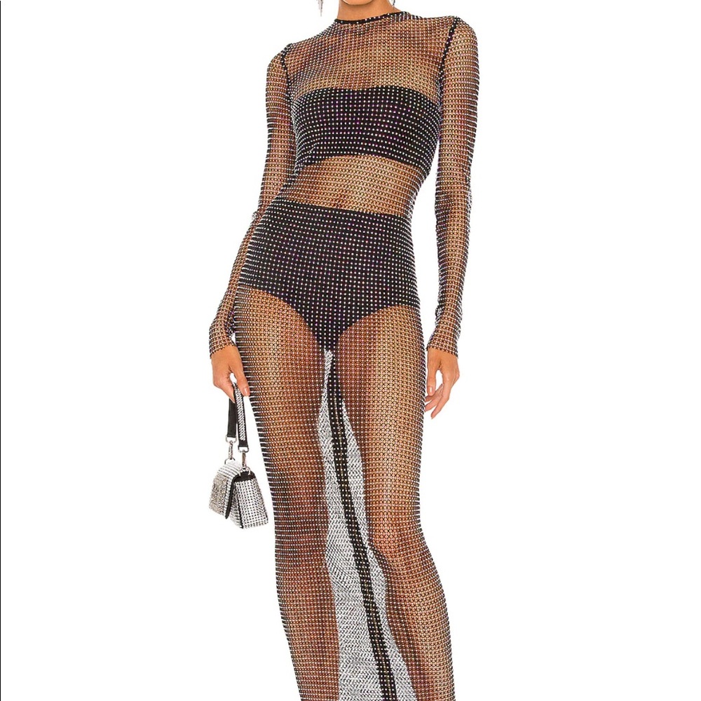 Bronx & Banco x Revolce crystal mesh gown